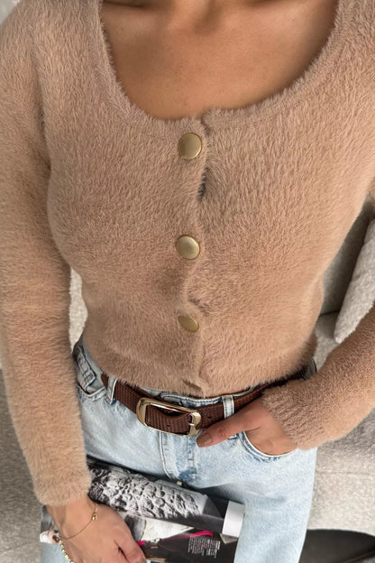 Şardonlu Kadın Crop Top Triko Hırka