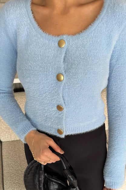 Şardonlu Kadın Crop Top Triko Hırka