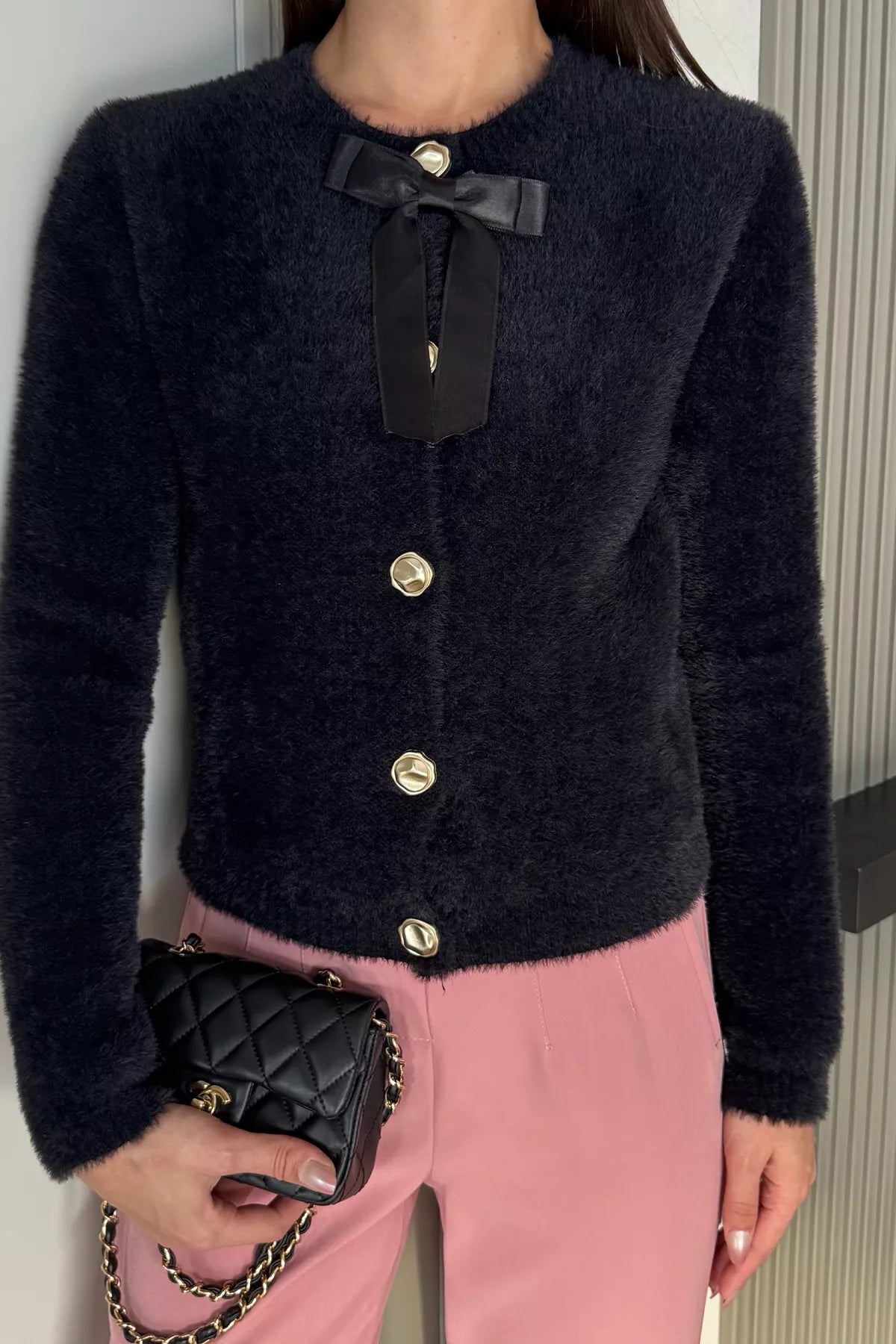 Ön Fiyonklu Sakallı Triko Ceket