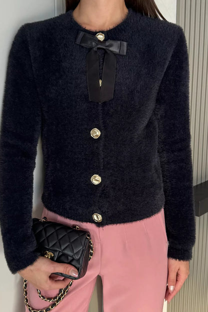 Ön Fiyonklu Sakallı Triko Ceket