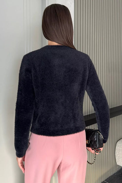 Ön Fiyonklu Sakallı Triko Ceket