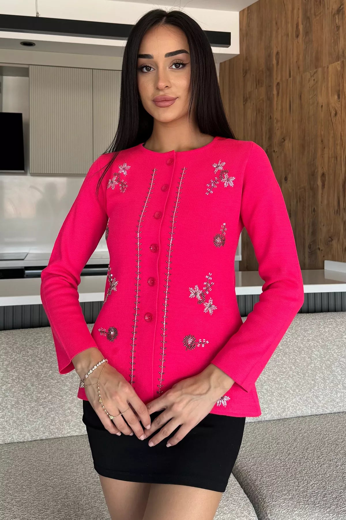 Taşlı Triko Hırka