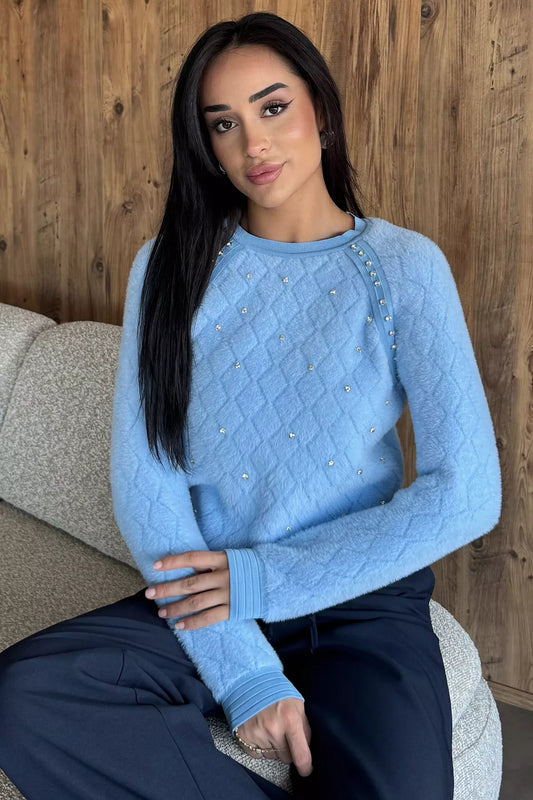 Taşlı Yumoş Triko Kazak