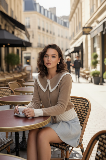 Kadın Bebe Yaka Yumoş İplik Triko Ceket