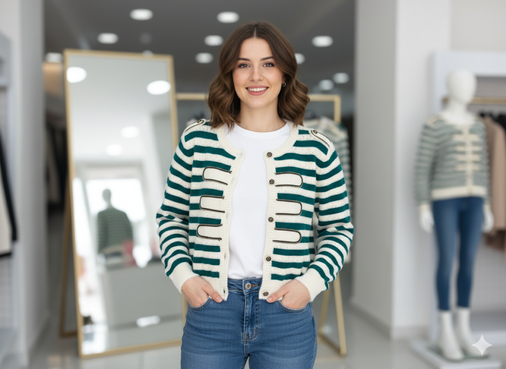 Çizgili Yumoş Triko Hırka