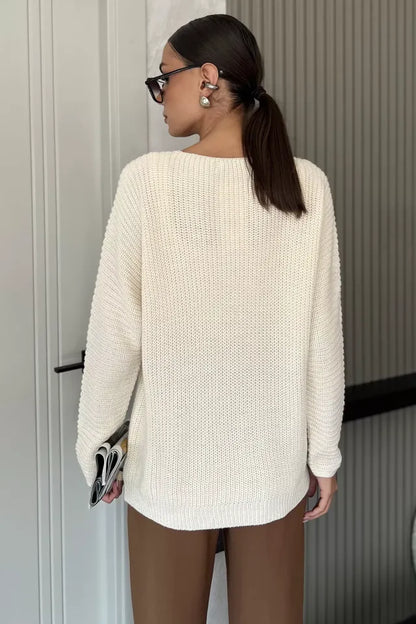 V Yaka Salaş Triko Bluz