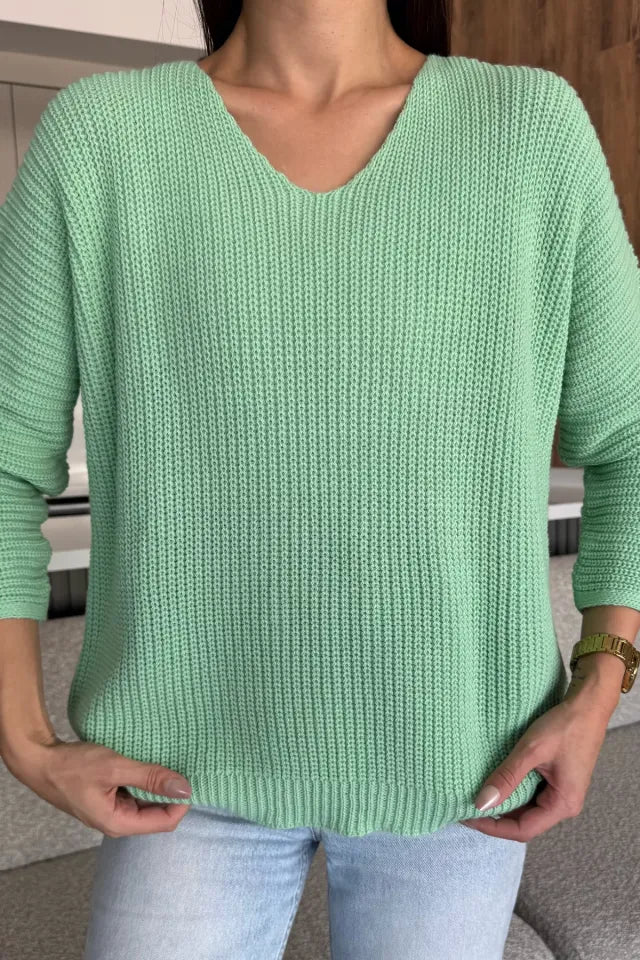 V Yaka Salaş Triko Bluz