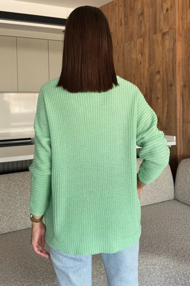 V Yaka Salaş Triko Bluz