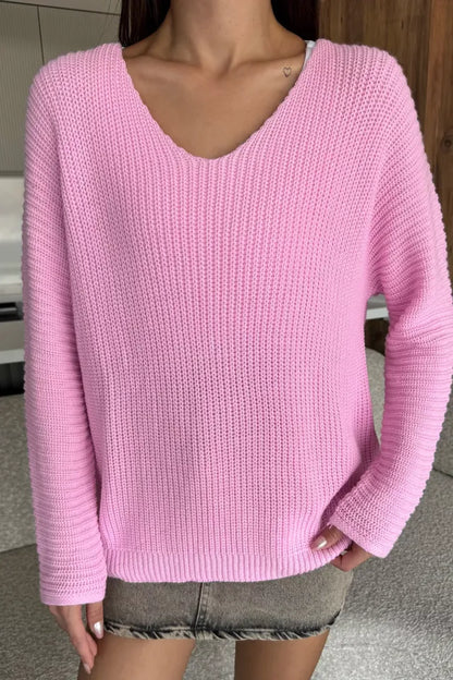 V Yaka Salaş Triko Bluz