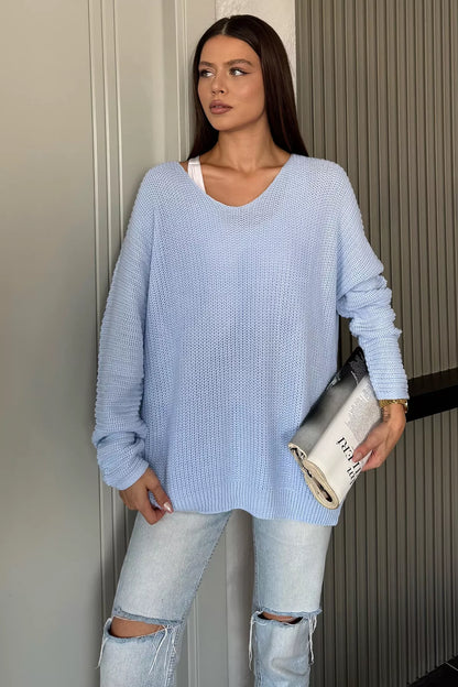 V Yaka Salaş Triko Bluz