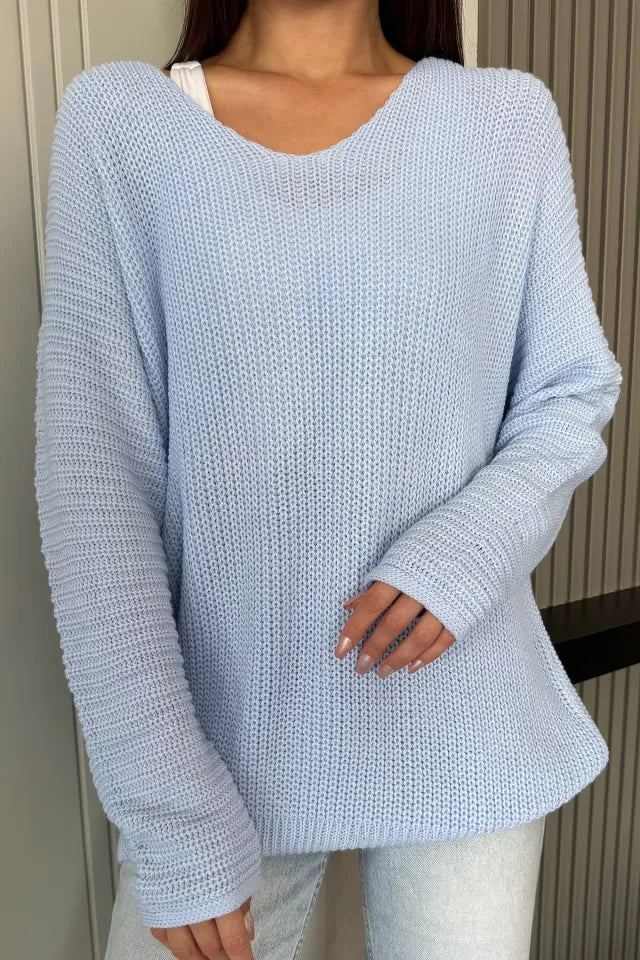 V Yaka Salaş Triko Bluz