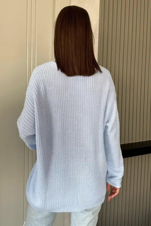 V Yaka Salaş Triko Bluz