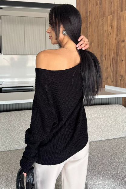 V Yaka Salaş Triko Bluz