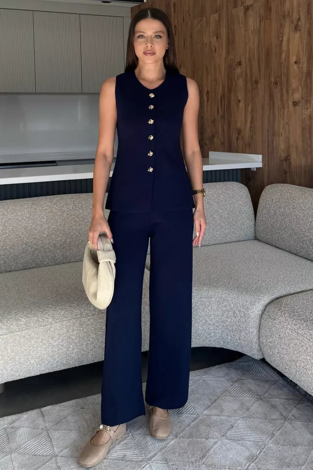 Yelek Pantolon Triko İkili Takım