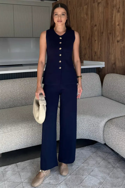 Yelek Pantolon Triko İkili Takım