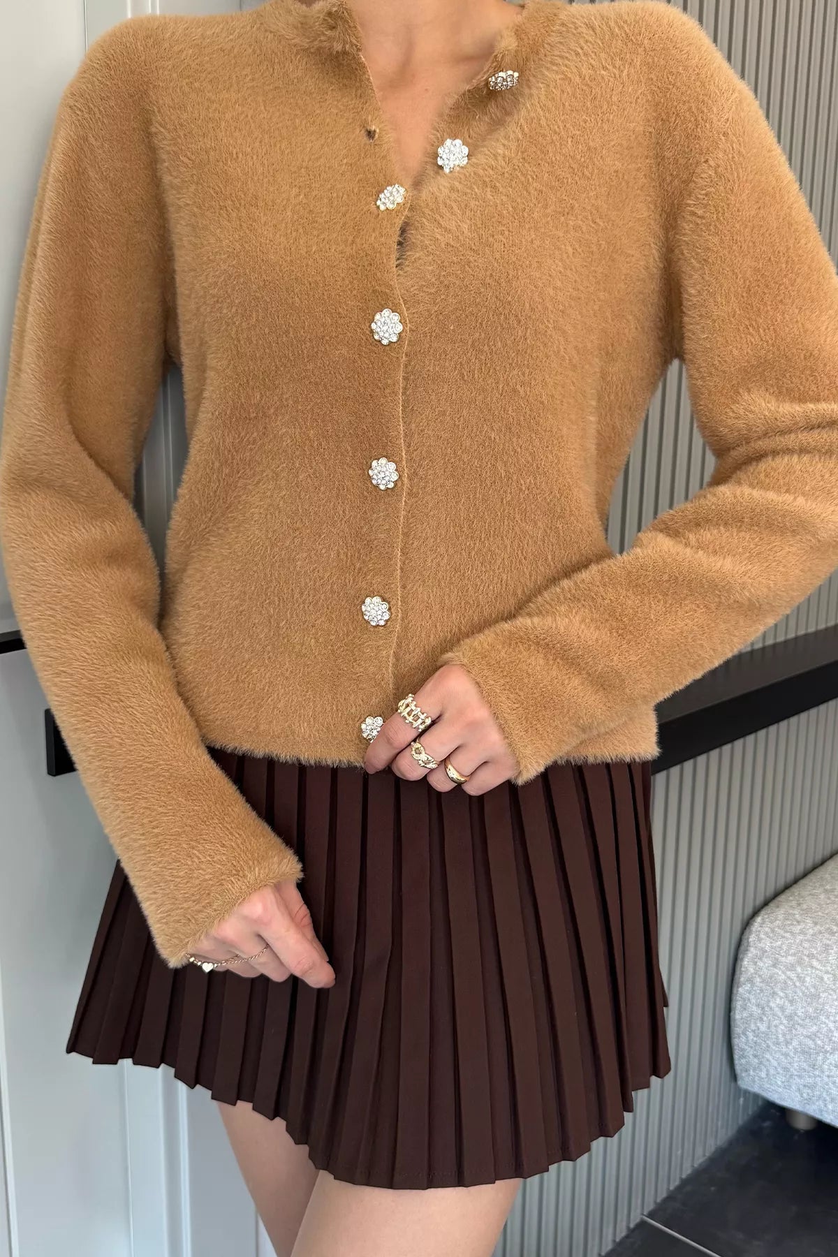 Yumoş İplik Kadın Sakallı Triko Ceket