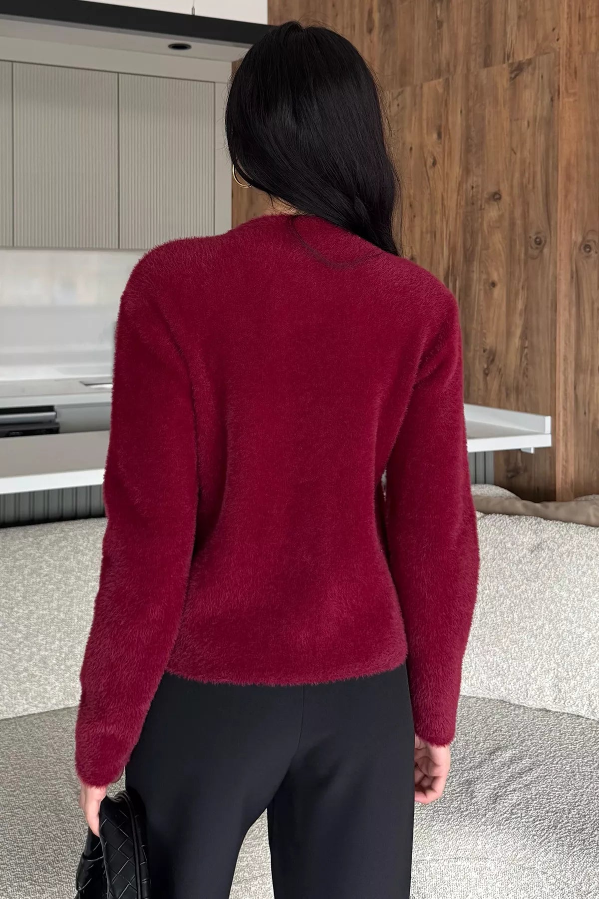 Yumoş İplik Kadın Sakallı Triko Ceket