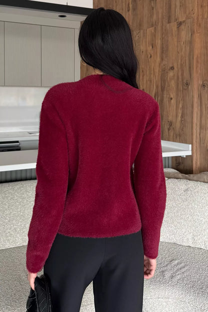 Yumoş İplik Kadın Sakallı Triko Ceket