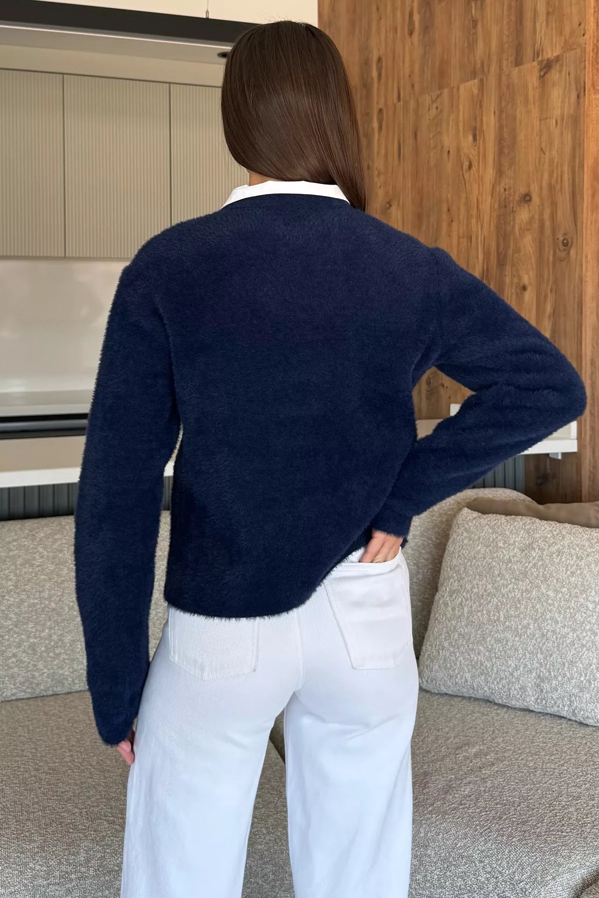 Yumoş İplik Kadın Sakallı Triko Ceket